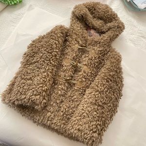 Oilily Girl’s Faux Fur Coat Sz 5 - Teddy Bear Lt Brown